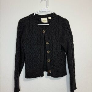 Maeve Charcoal Cable Knit Cardigan